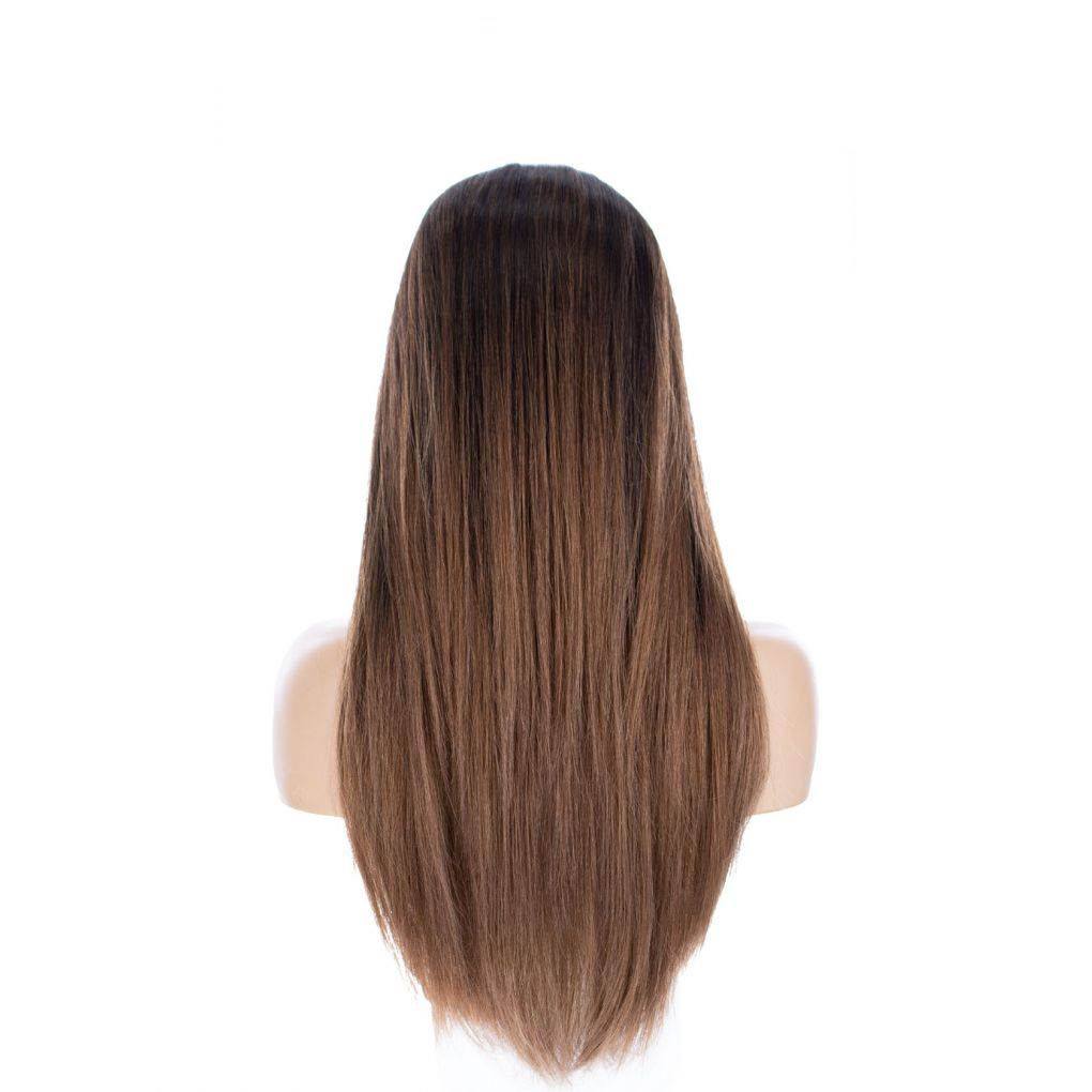 26" Ponytail Silk Top Wig Medium Brown Ombre