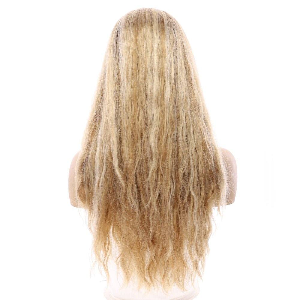 26" Ponytail Silk Top Wig Ash Blonde Wavy