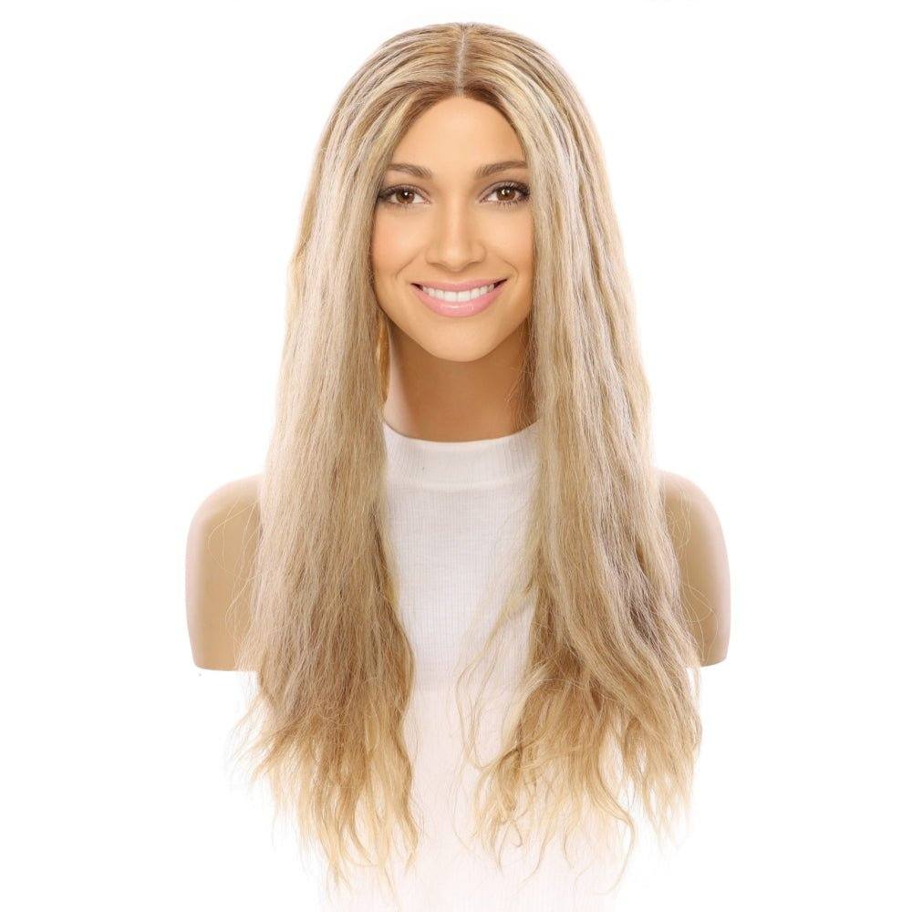 26" Ponytail Silk Top Wig Ash Blonde Wavy