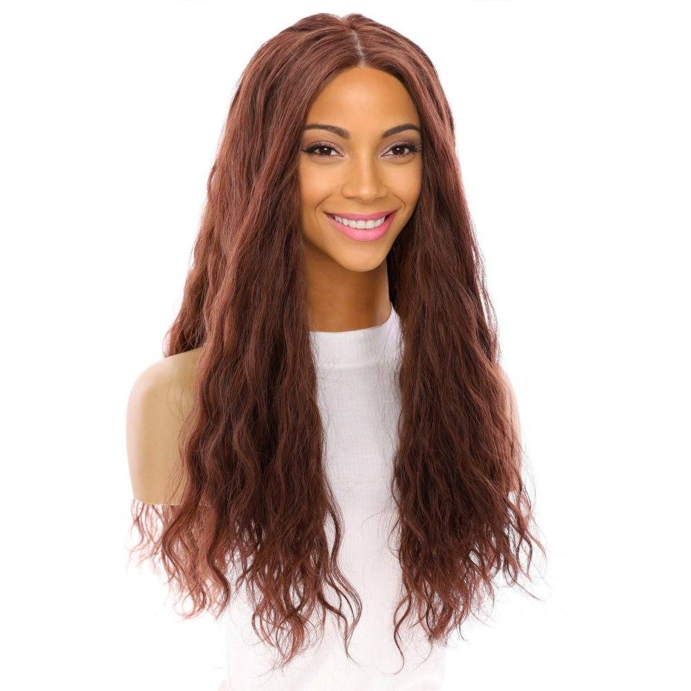 26" Ponytail Silk Top Wig Auburn Wavy