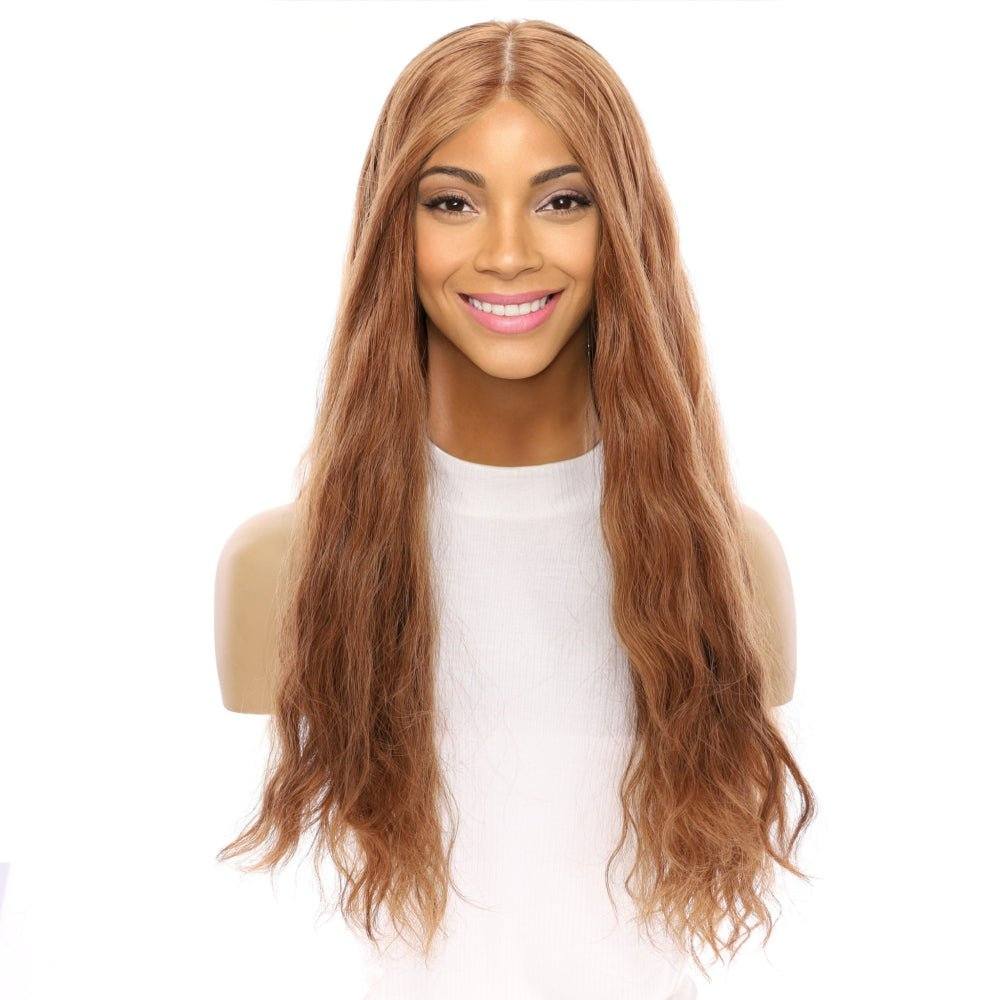 26" Ponytail Silk Top Wig Copper Wavy