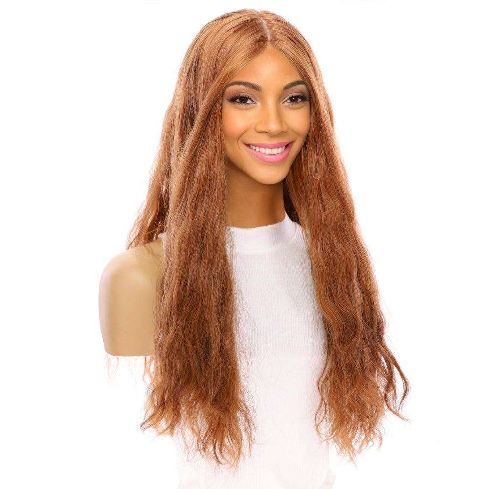 26" Ponytail Silk Top Wig Copper Wavy