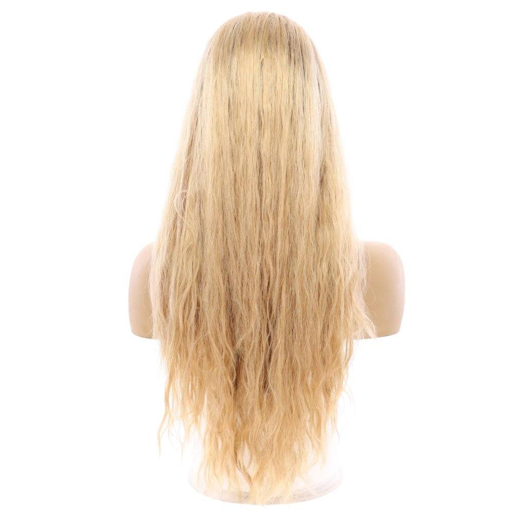 26" Ponytail Silk Top Wig Golden Blonde Wavy