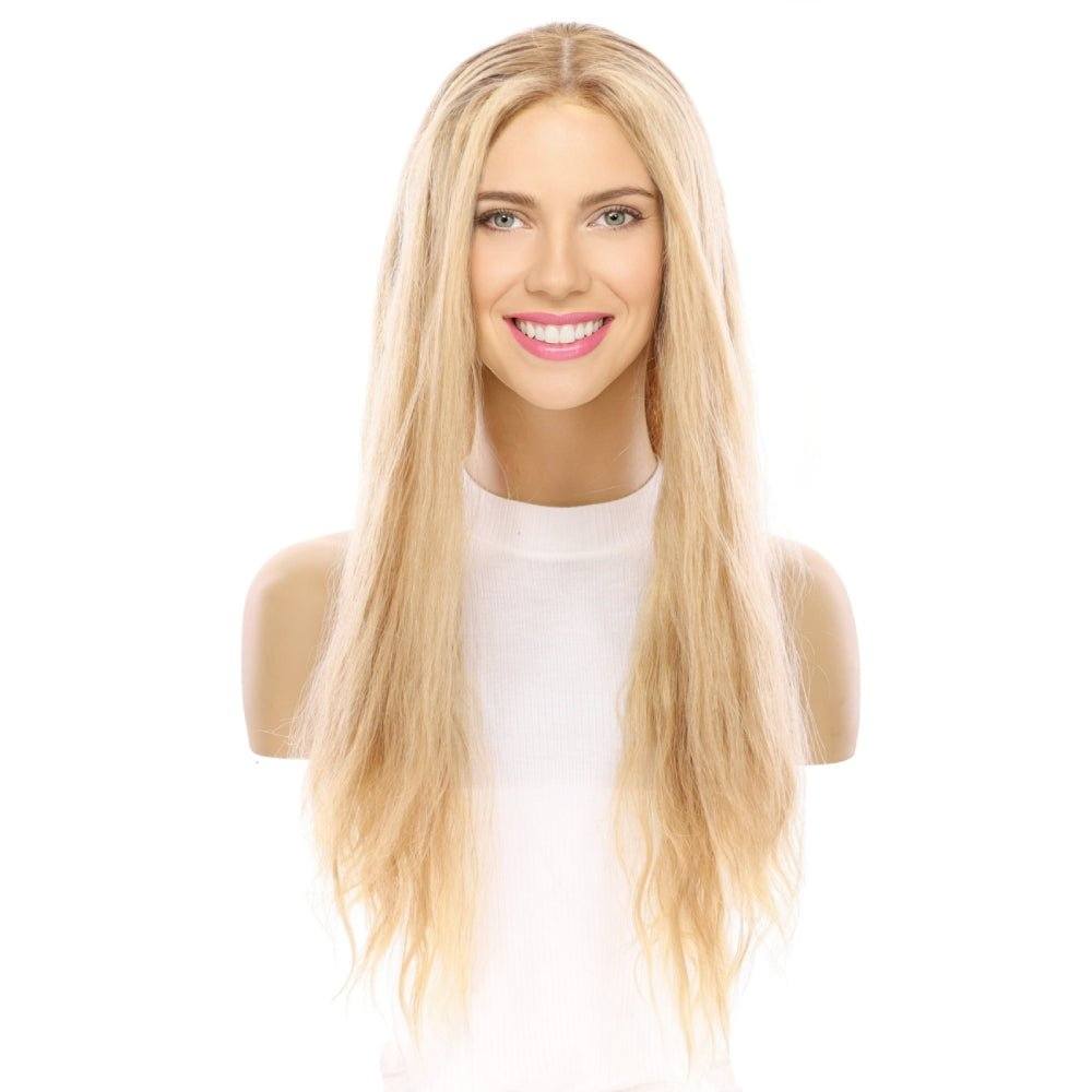 26" Ponytail Silk Top Wig Golden Blonde Wavy