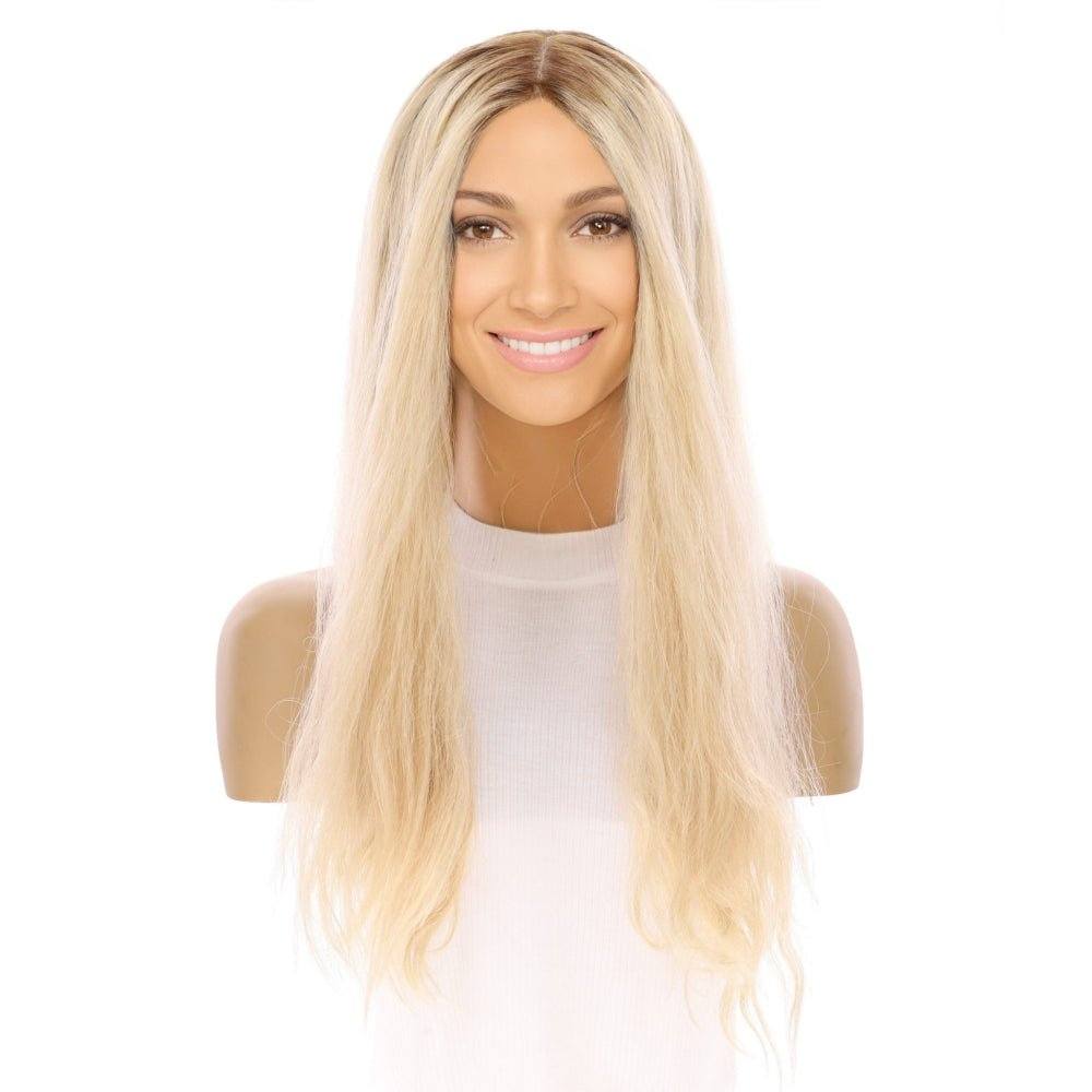 26" Ponytail Silk Top Wig Platinum Blonde Wavy