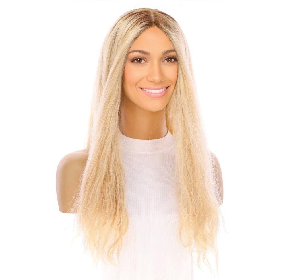 26" Ponytail Silk Top Wig Platinum Blonde Wavy