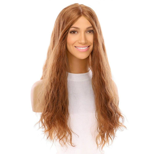 26" Ponytail Silk Top Wig Strawberry Blonde Wavy