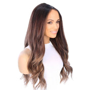 26" Amber Silk Top Wig Dark Brown Balayage