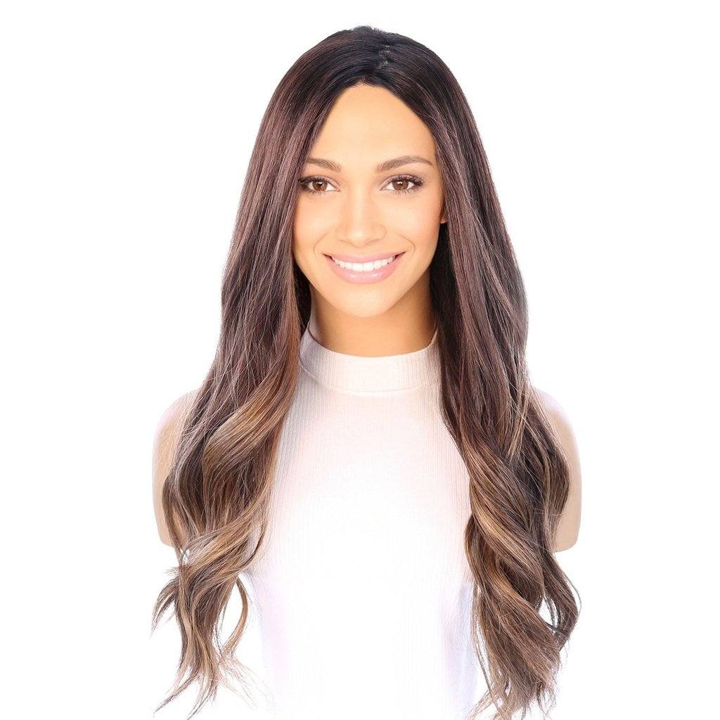 26" Amber Silk Top Wig Dark Brown Balayage