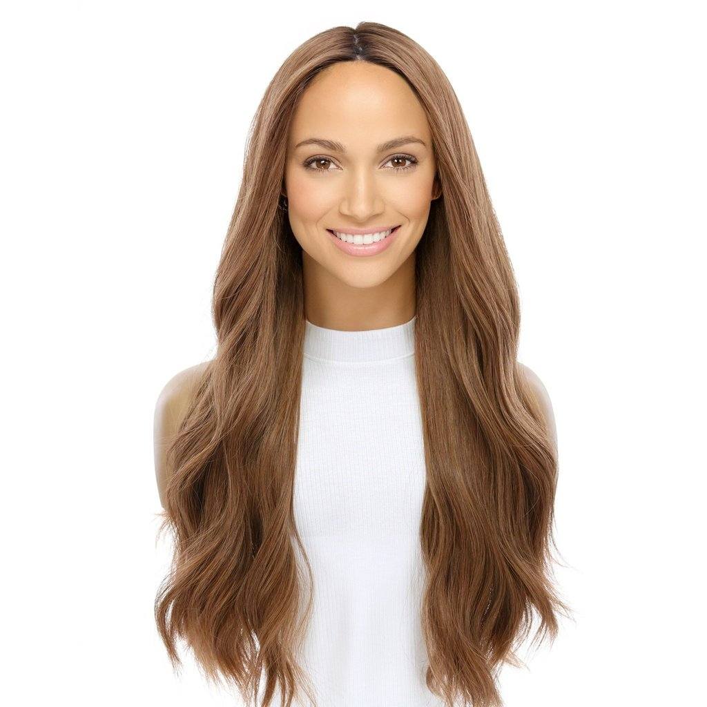 26" Amber Silk Top Wig Strawberry Blonde w/ Rooting