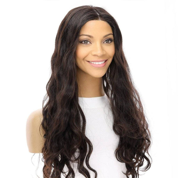 26" Ponytail Silk Top Wig Soft Black Wavy