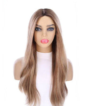 26" Ponytail Silk Top Wig Medium Blonde w/ Rooting
