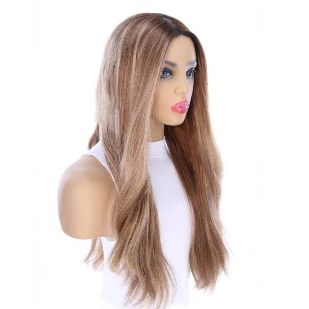 26" Ponytail Silk Top Wig Medium Blonde w/ Rooting