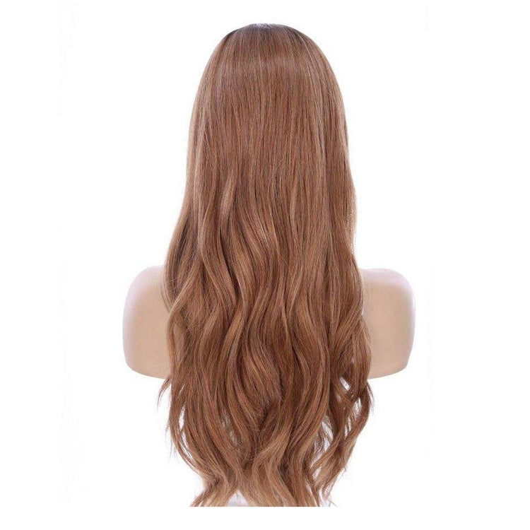 26" Ponytail Silk Top Wig Strawberry Blonde w/ Rooting