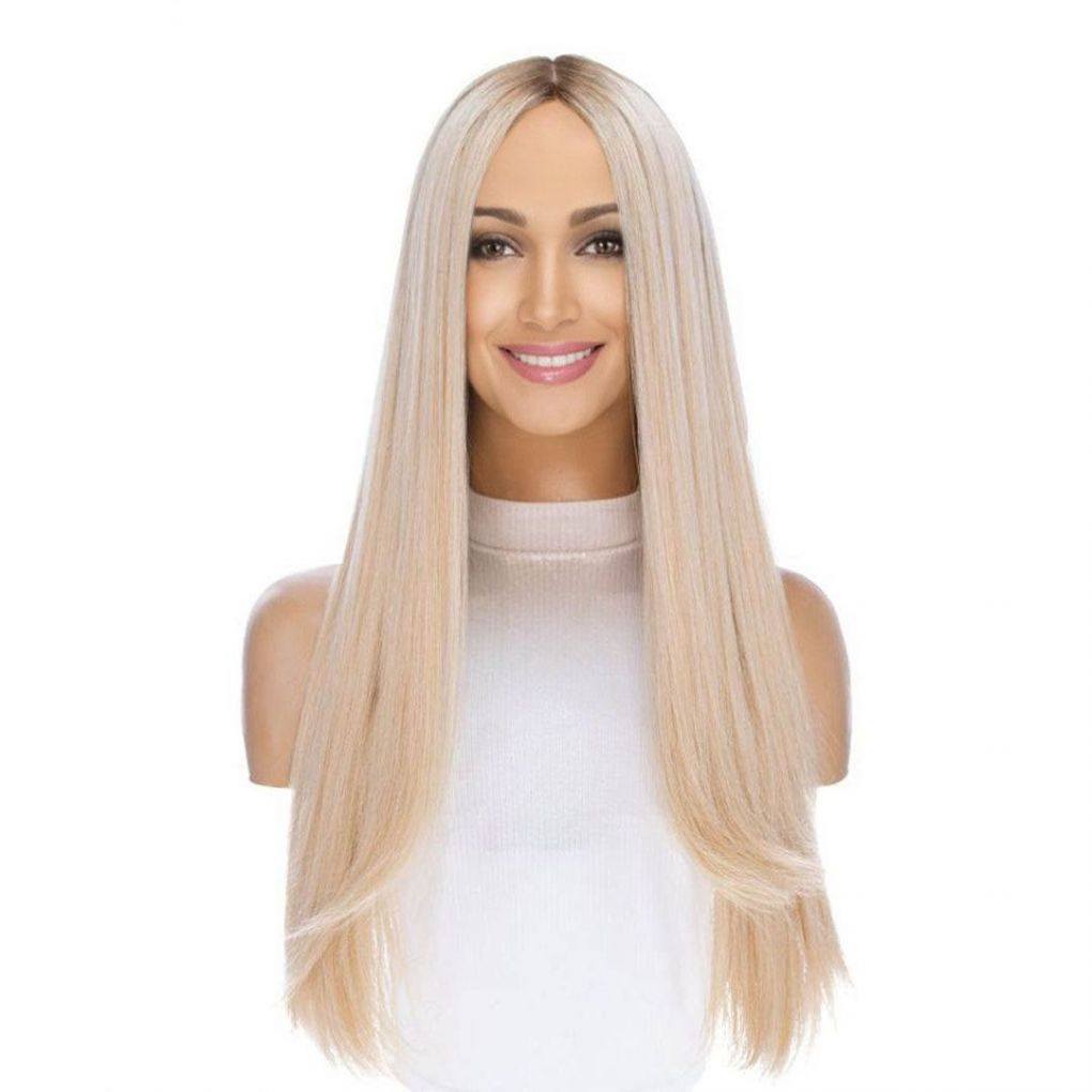26" Ponytail Silk Top Wig Platinum Blonde