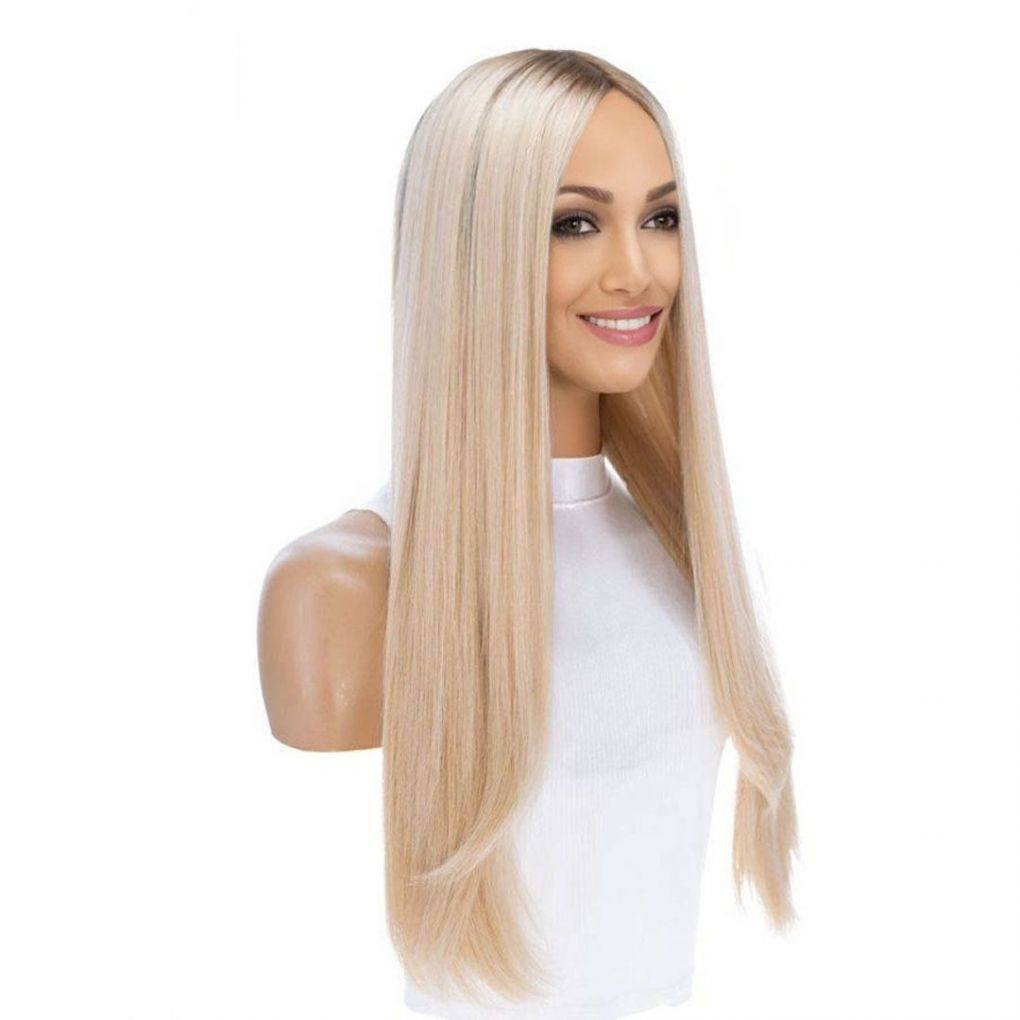 26" Ponytail Silk Top Wig Platinum Blonde