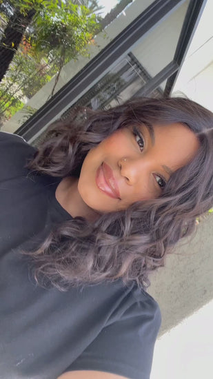 16" Princess Silk Top Wig Soft Black Wavy
