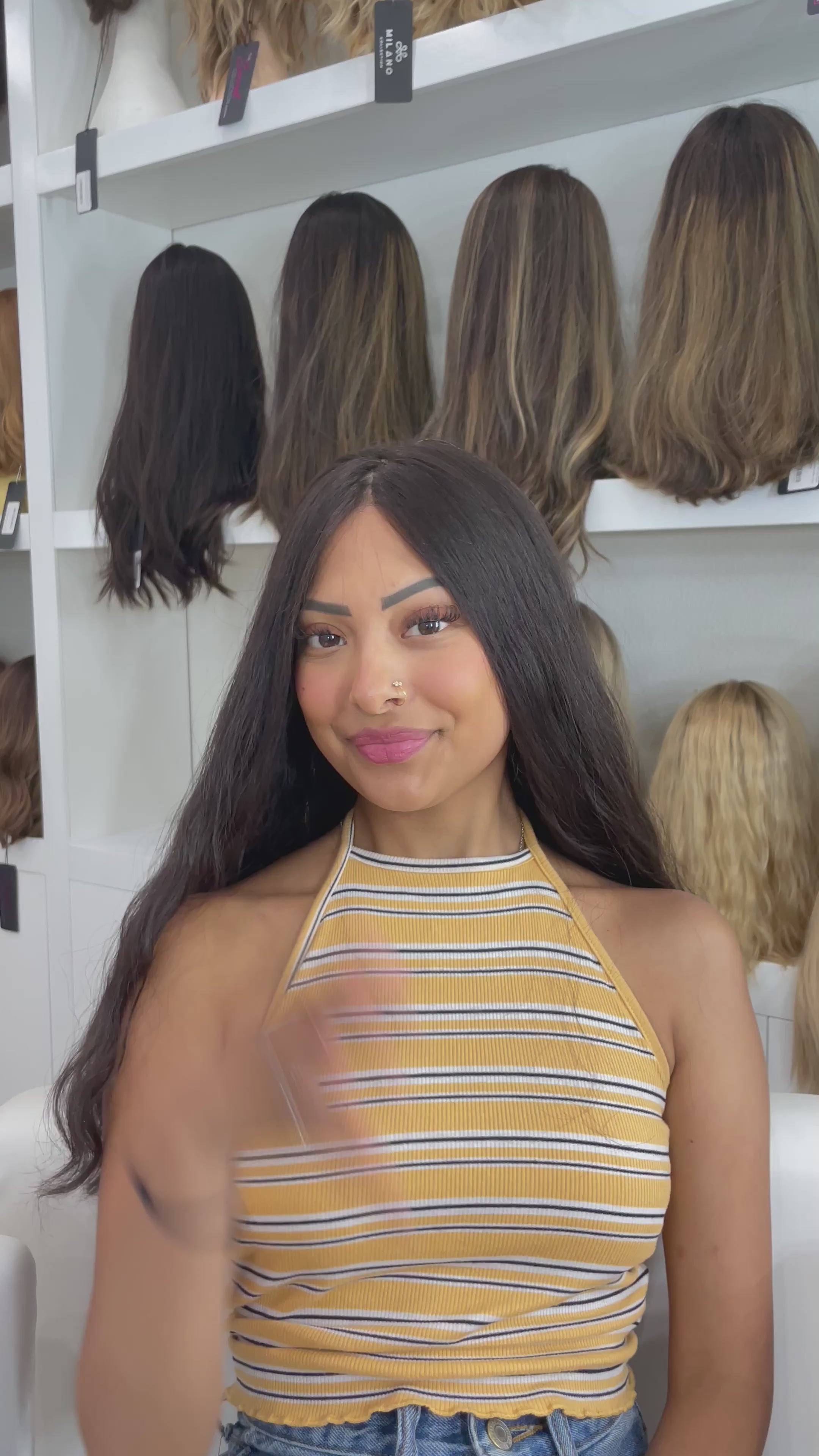 22" Princess Silk Top Wig Natural Black Wavy