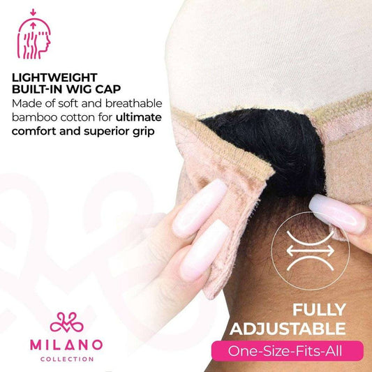  Milano Adjustable Elastic Wig Band with Hooks for Secure Fit &  Comfort for Wigs and Lace Front Wigs - Wig Strap, Headband, & Wig Grip  Accessories, Black : Beauty 