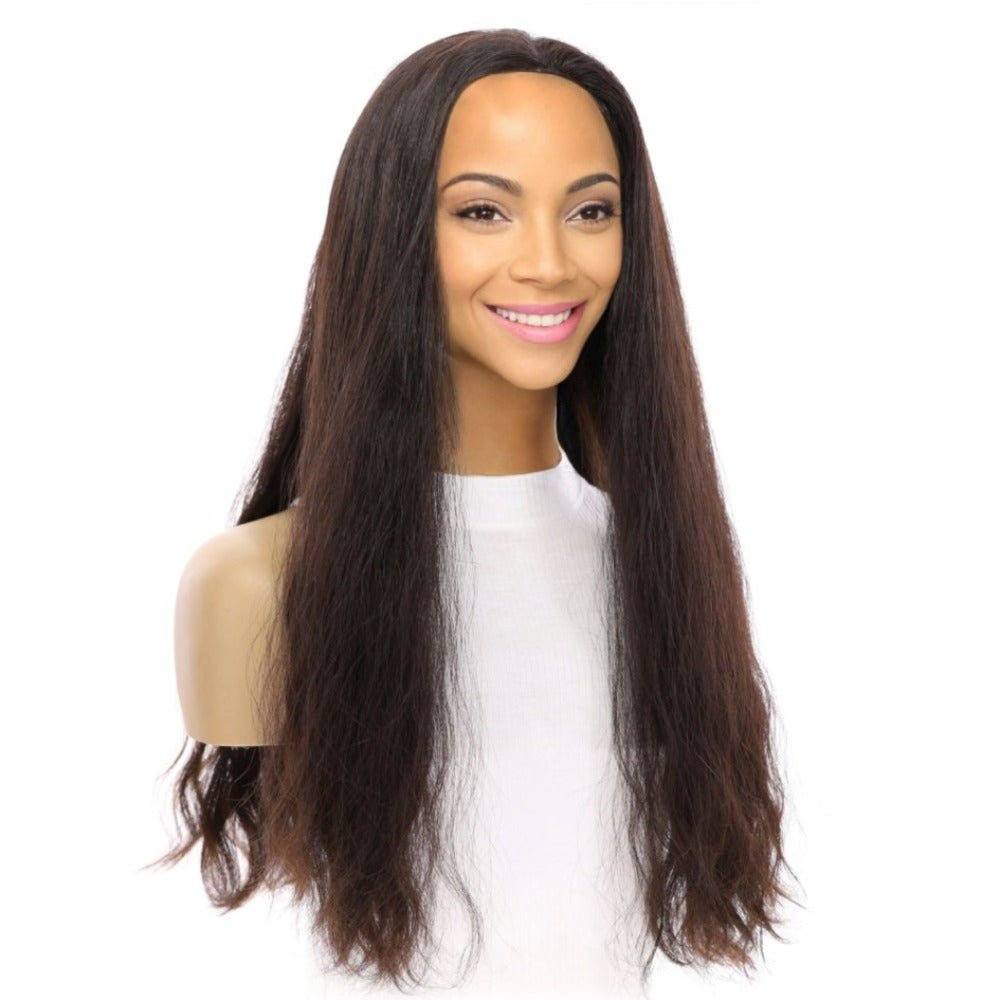24" 3/4 Bandfall Wig Soft Black Wavy