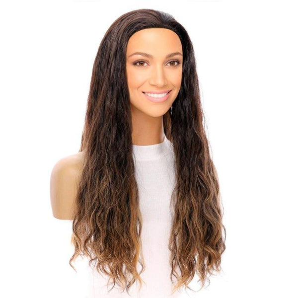 24" 3/4 Bandfall Wig Dark Brown Balayage Wavy