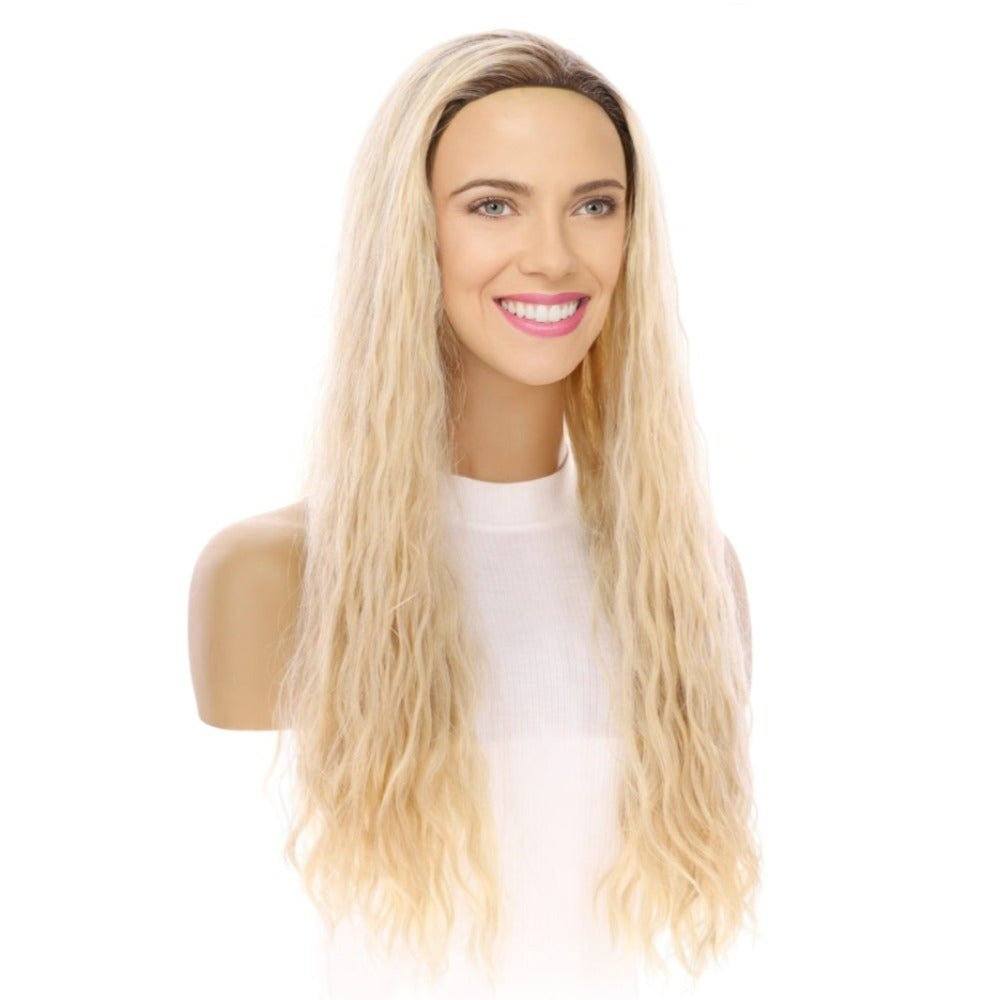 24" 3/4 Bandfall Wig Platinum Blonde Wavy