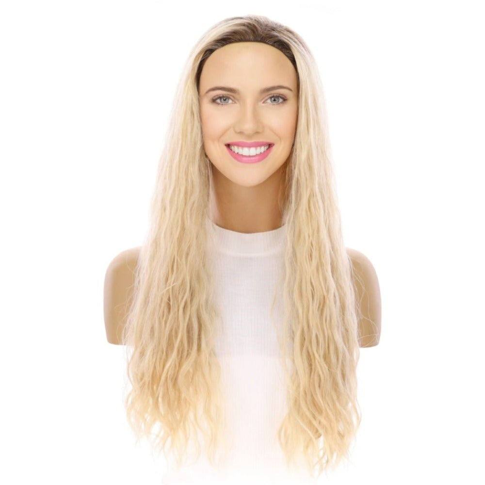 24" 3/4 Bandfall Wig Platinum Blonde Wavy