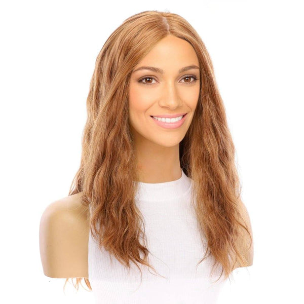 22" Ponytail Silk Top Wig Strawberry Blonde Wavy