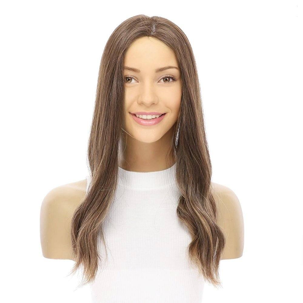 18" Emerald Silk Top Topper Medium Brown Balayage