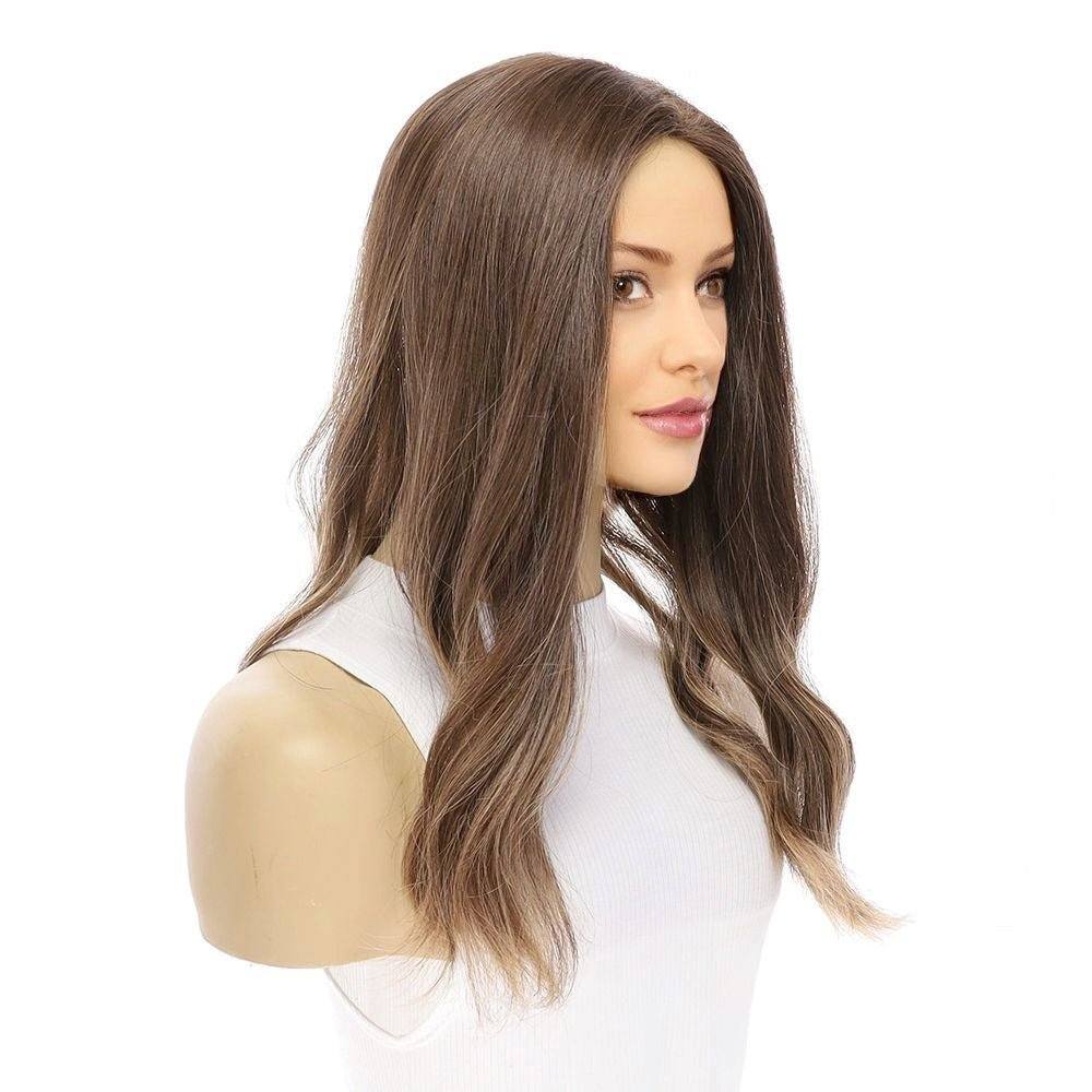 18" Emerald Silk Top Topper Medium Brown Balayage