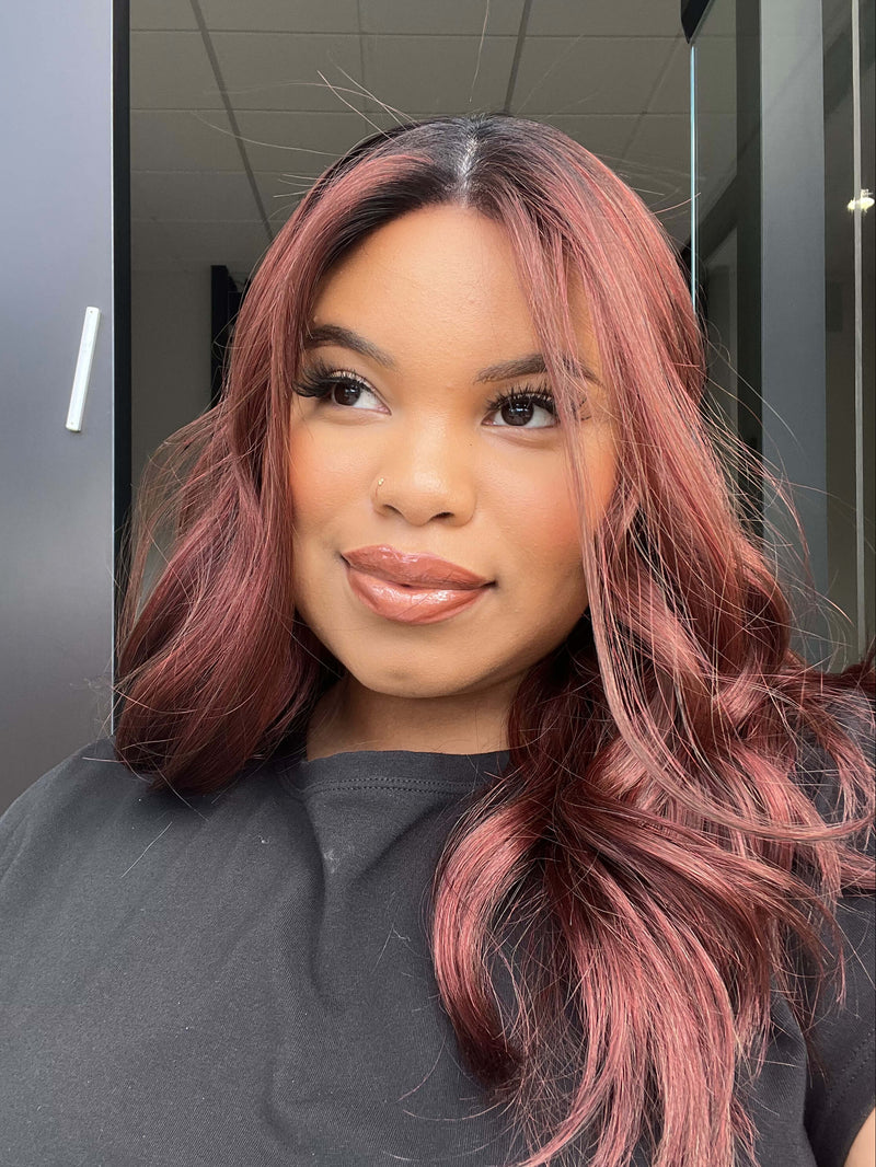 22" Reese Silk Top Wig Merlot Red w/ Full Rooting