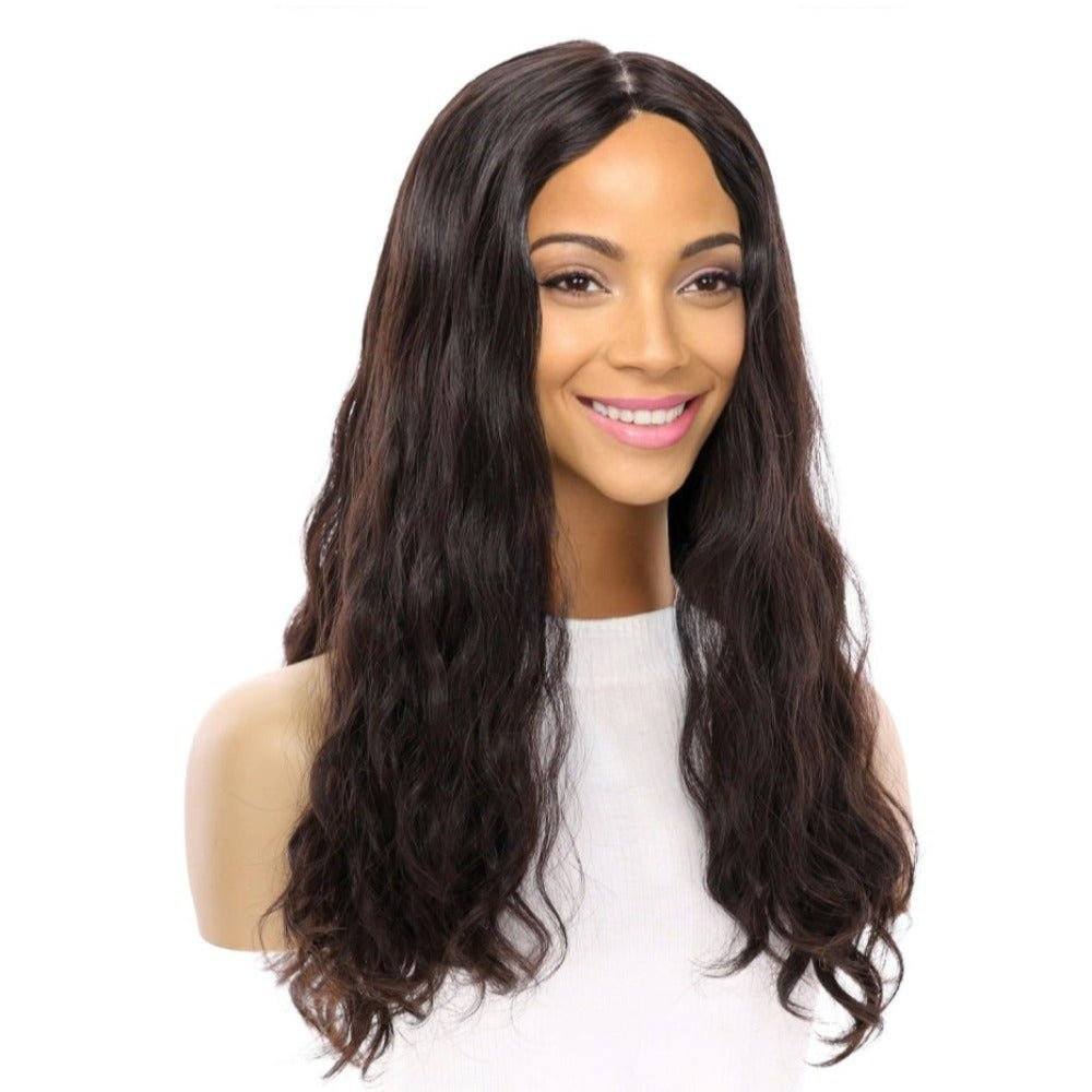 24" Gisele Silk Top Wig Natural Black Wavy