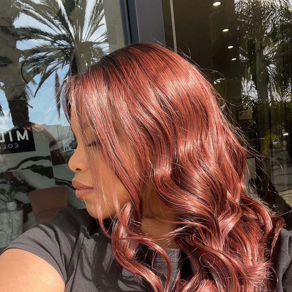 22" Reese Silk Top Wig Merlot Red w/ Full Rooting