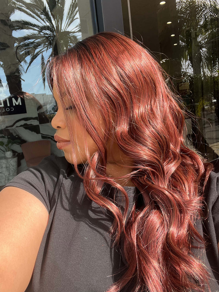 22" Reese Silk Top Wig Merlot Red w/ Full Rooting