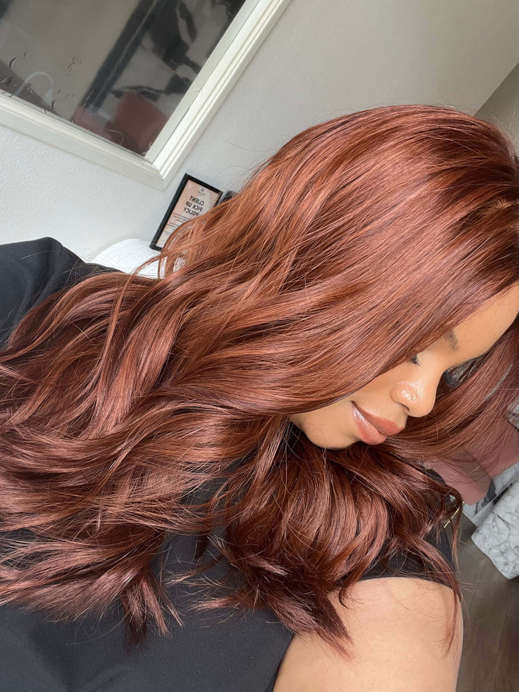 22" Reese Silk Top Wig Chili Red w/ Partial Rooting