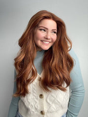 24" Gisele Silk Top Wig Copper Toned & Highlighted Wavy