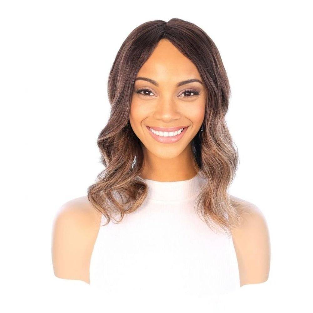 14" Topaz Lace Top Topper Dark Brown Balayage