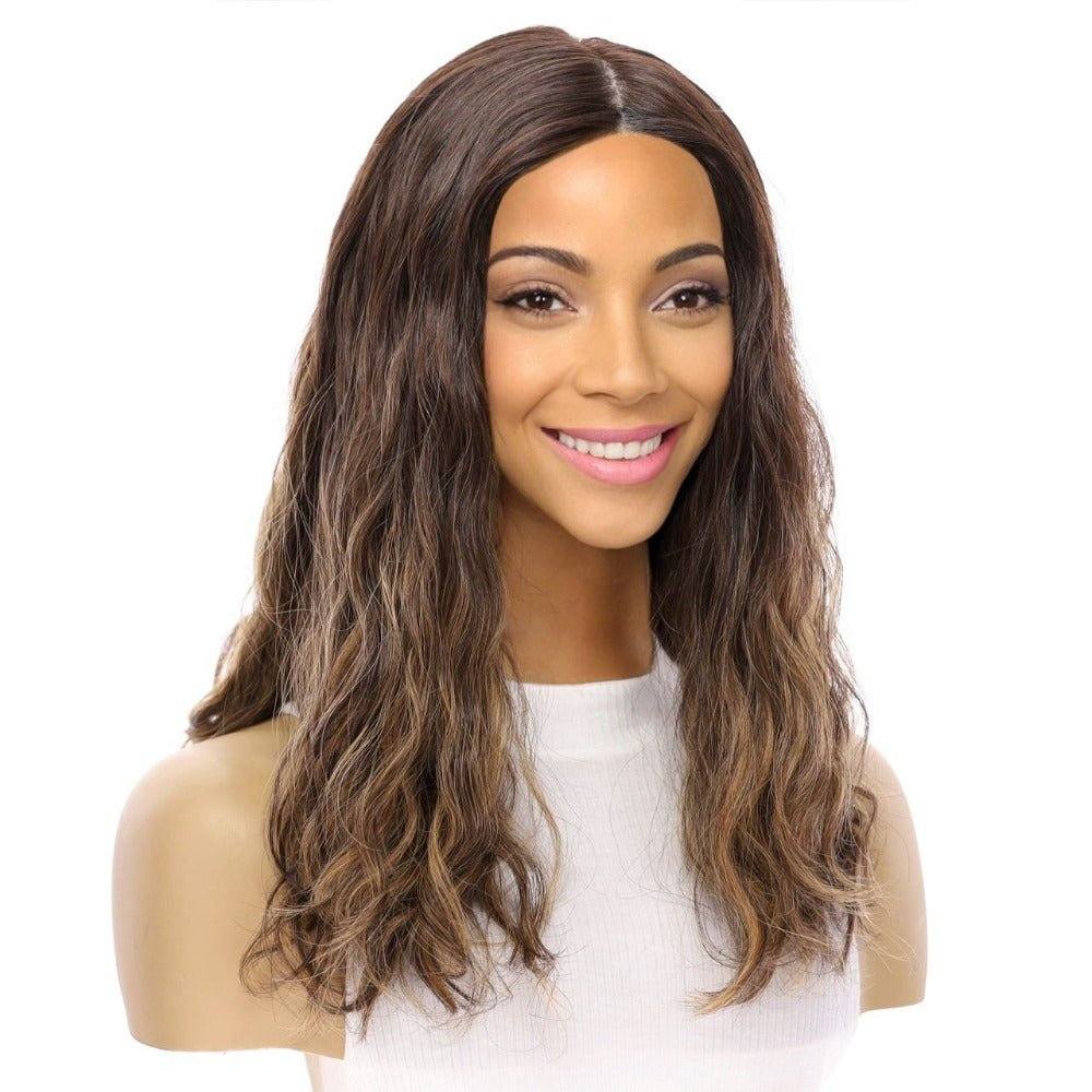 19" Nicole Silk Top Wig Dark Brown Balayage Wavy