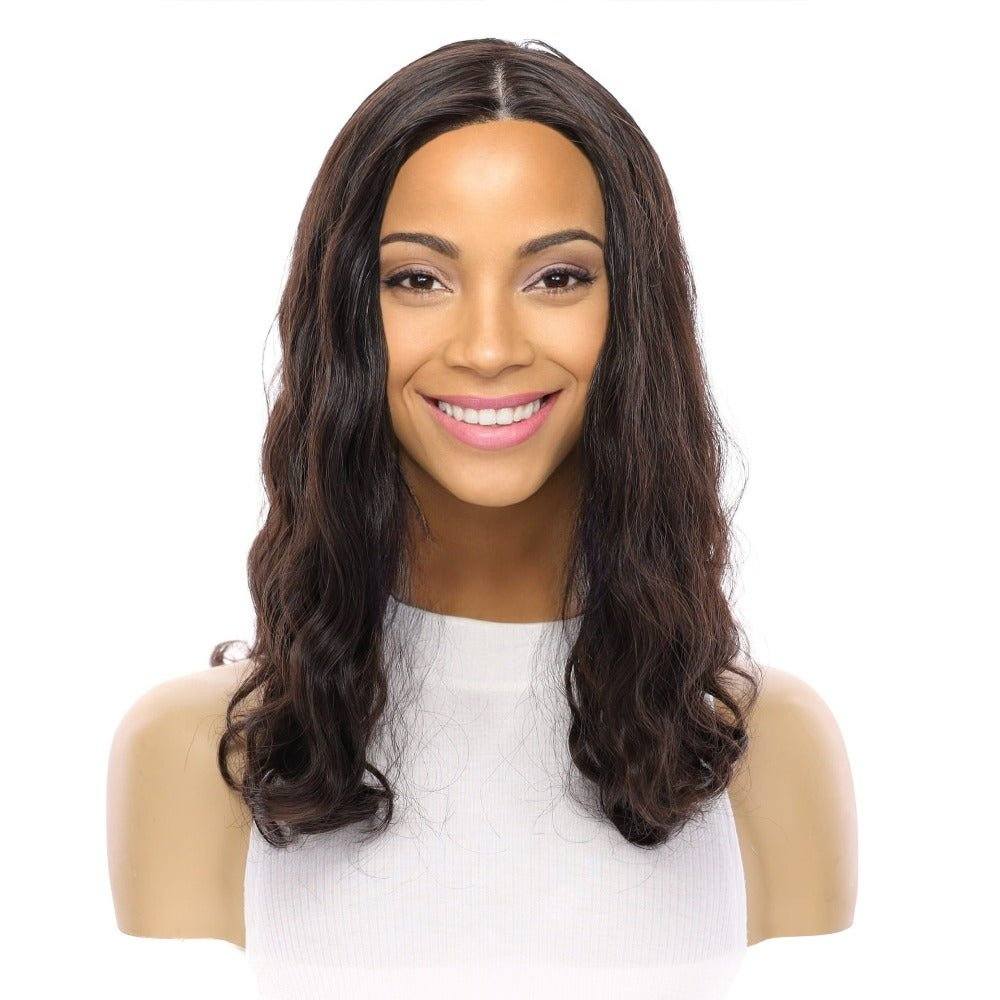 19" Nicole Silk Top Wig Soft Black Wavy