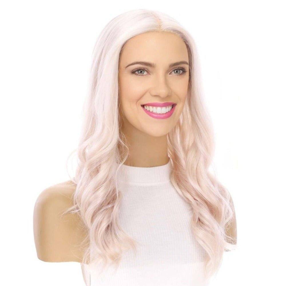 22" Ponytail Silk Part Wig Ice Blonde