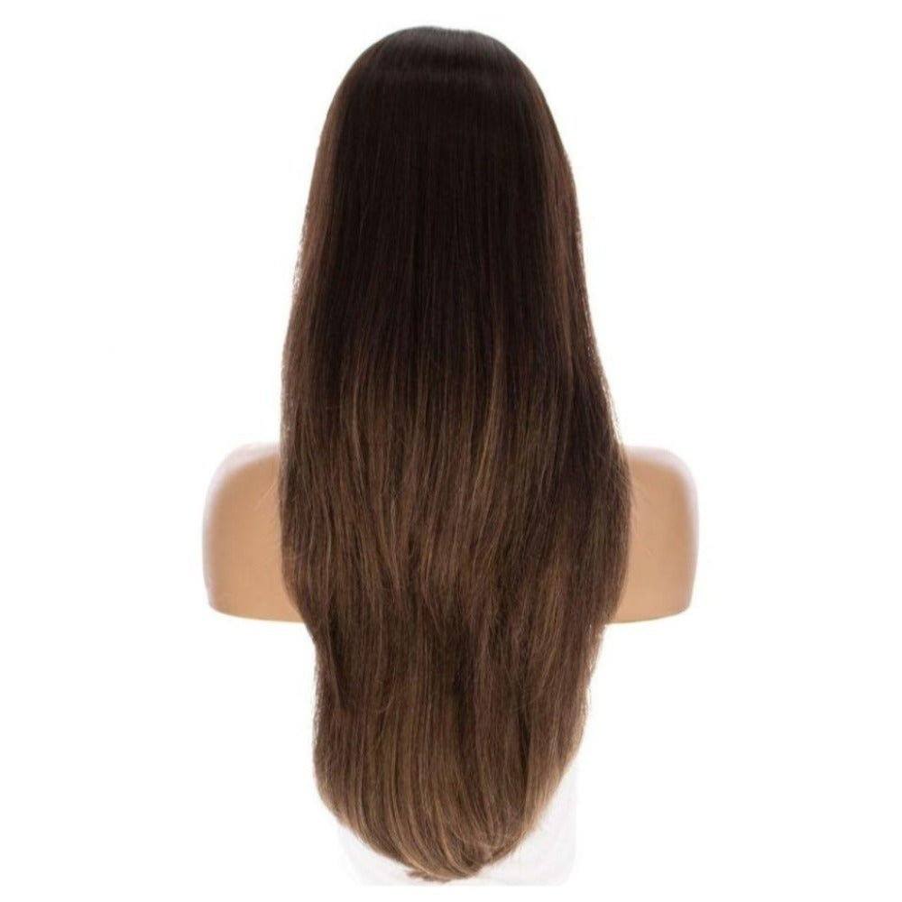 26" Amber Silk Top Wig Dark Brown Balayage
