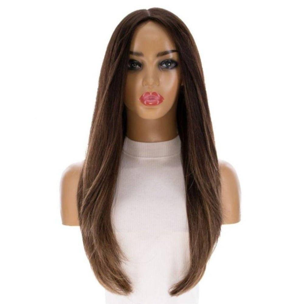 26" Amber Silk Top Wig Dark Brown Balayage