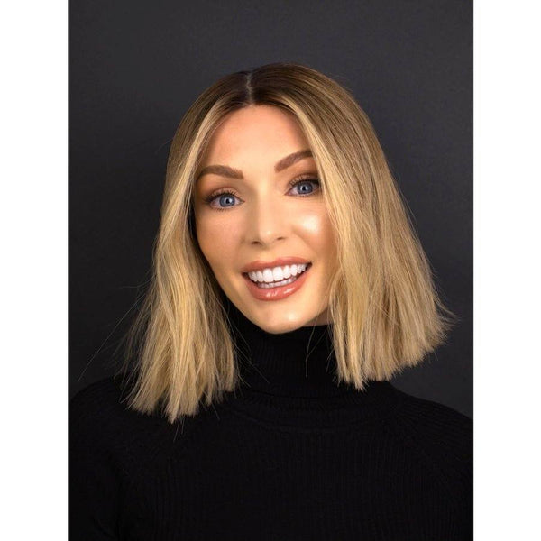 12" Divine Lace Top Wig Platinum Blonde w/ Rooting & Blunt Cut