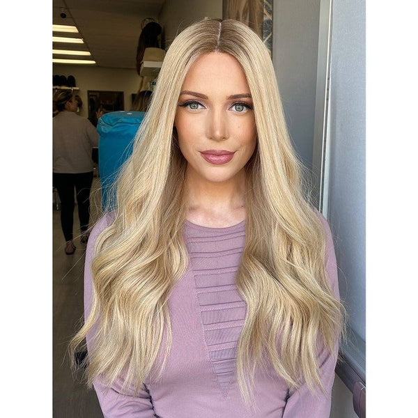 24" Divine Lace Top Wig Golden Blonde w/ Rooting Color Service
