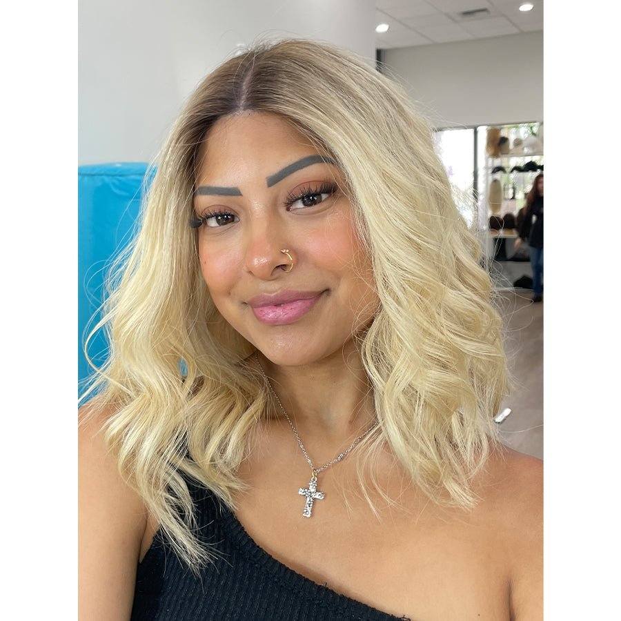 16" Divine Lace Top Wig Platinum Blonde w/ Partial Rooting