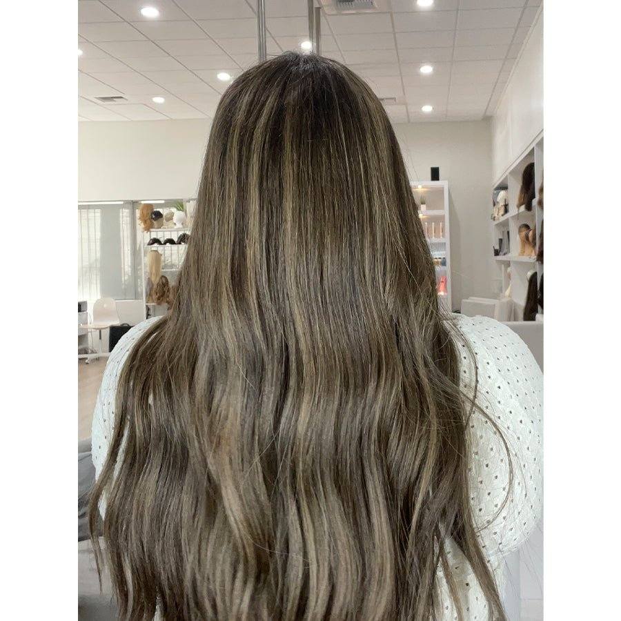 24" Divine Lace Top Wig Dark Brown w/ Highlights