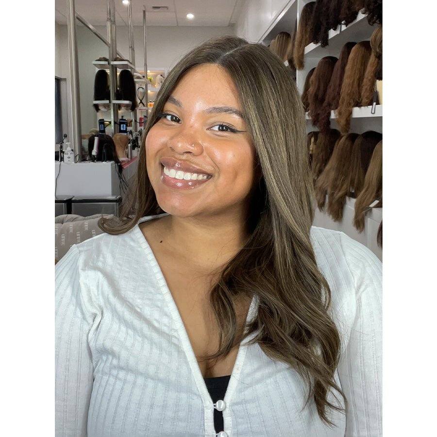 20" Divine Lace Top Wig Medium Brown w/ Highlights