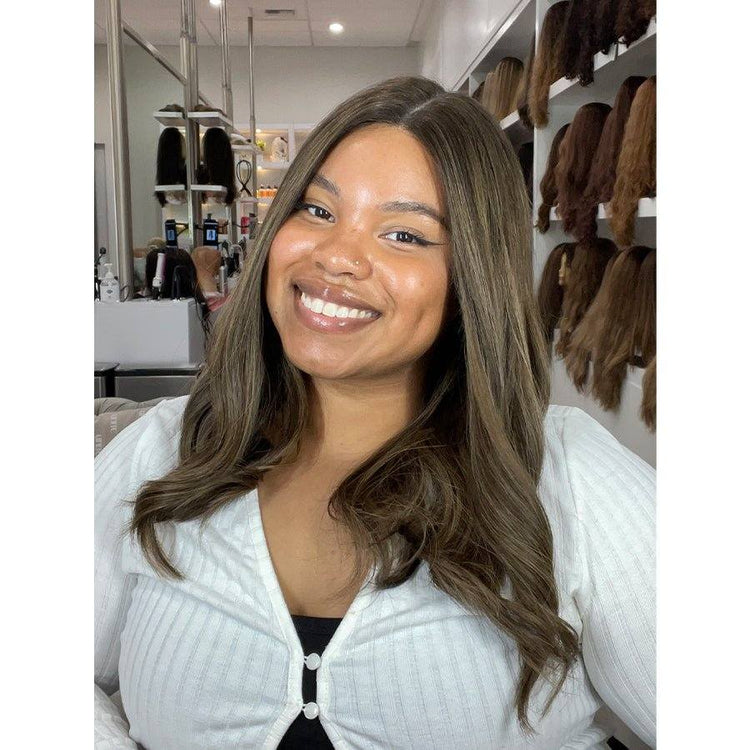 20" Divine Lace Top Wig Medium Brown w/ Highlights