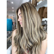 24" Divine Lace Top Wig Medium Brown w/ Highlights