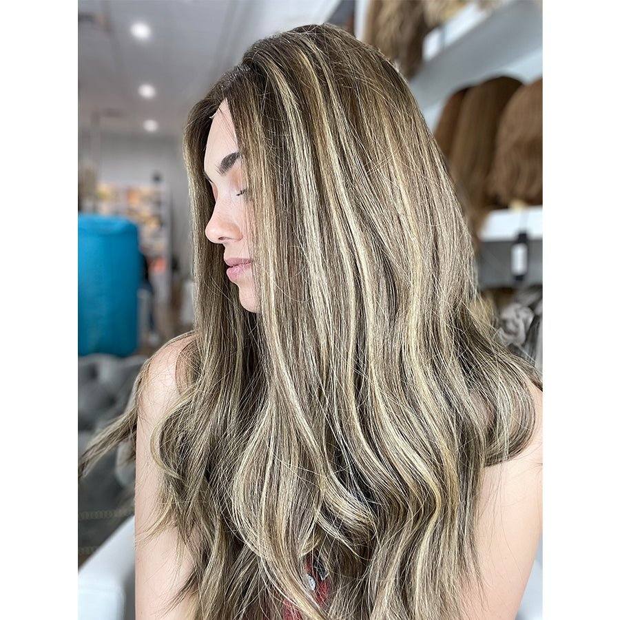 24" Divine Lace Top Wig Medium Brown w/ Highlights